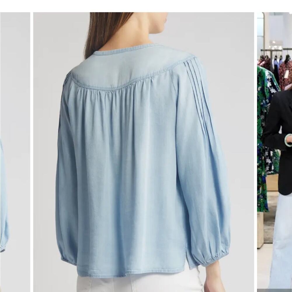Caslon Pintuck Sleeve Chambray Top, Small - Picture 12 of 12
